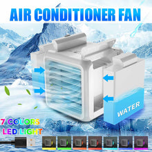Load image into Gallery viewer, Portable Mini Air Conditioner Fan 7-Colors LED Conditioning Humidifier Purifier USB Desktop Air Cooler Fan + 2 Water Tanks Home