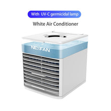 Load image into Gallery viewer, Mini Portable Air Conditioner Humidifier with UVC Sterilization Air Cooler Personal Space Air Cooling USB Rechargeable Desk Fan
